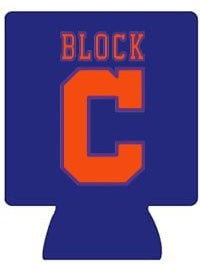 Navy Koozie - Orange & Purple Block C