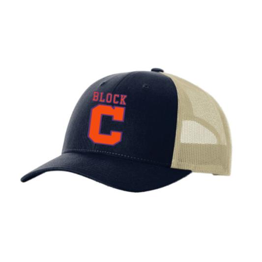 Block C Orange & Purple Mesh Trucker